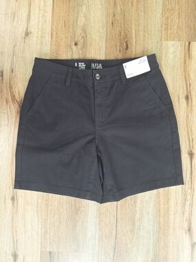 NEW a.n.a. Womens Mid Rise Denim Chino Twill Shorts 7" Inseam Size 8 Flat Front